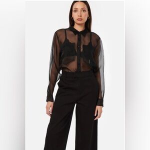Cami NYC Sheer Black Button-Down Blouse